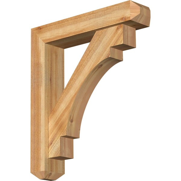 Ekena Millwork Merced Craftsman Rough Sawn Bracket w/ Offset Brace, Western Red Cedar, 6"W x 28"D x 32"H BKT0604X28X32MRC04RWR - main